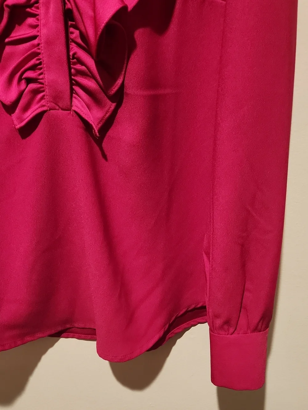 ❤️ J CREW LONG-SLEEVE RUFLE-FRONT TOP IN SATIN CREPE, XS